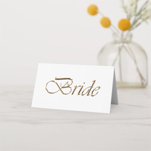 Carte De Placement Bride Elegant or script Réservé table Mariage (Dos)