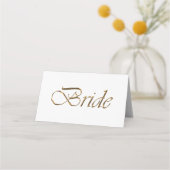 Carte De Placement Bride Elegant or script Réservé table Mariage (Devant)