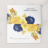 Carte De Placement Bright Gold Navy Blue Floral Mariage (Extérieur déplié)