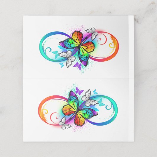 Carte De Placement Bright infinity with rainbow butterfly (Extérieur déplié)