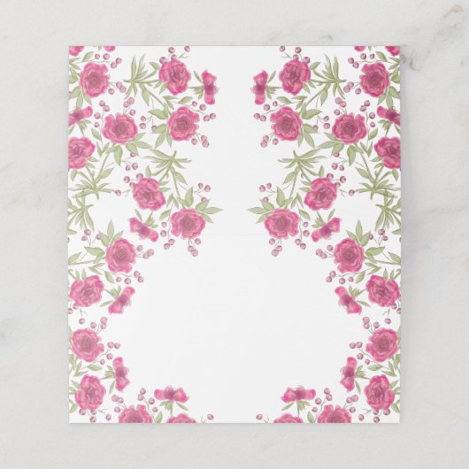 Carte De Placement Bright Pink Rose Wedding (Extérieur déplié)
