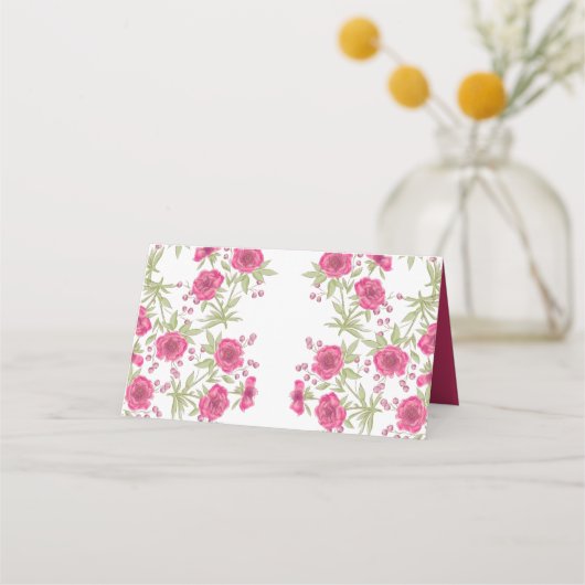 Carte De Placement Bright Pink Rose Wedding (Dos)