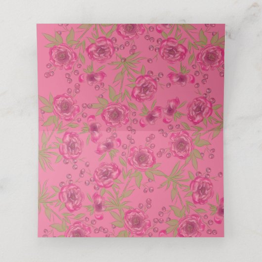 Carte De Placement Bright Pink Rose Wedding (Intérieur déplié)