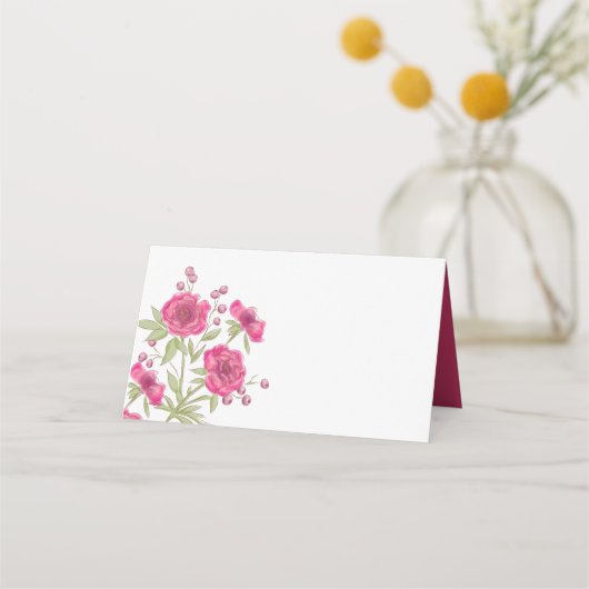 Carte De Placement Bright Pink Rose Wedding (Devant)