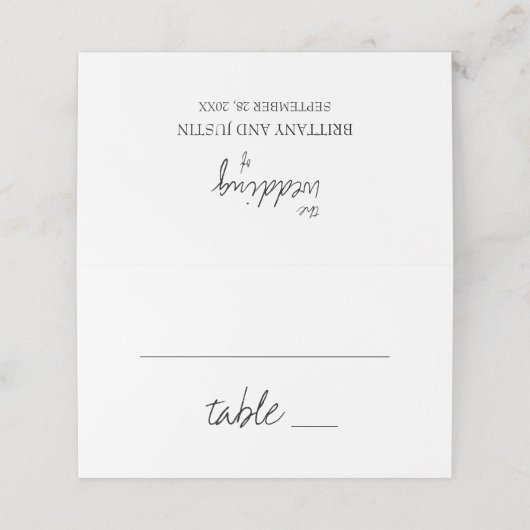 Carte De Placement Brittany Elegant Nom Numéro de table Mariage (Extérieur déplié)