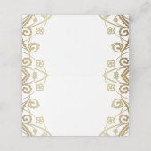 Carte De Placement Brûlé Orange Gold Parties scintillant Floral dente (Extérieur déplié)