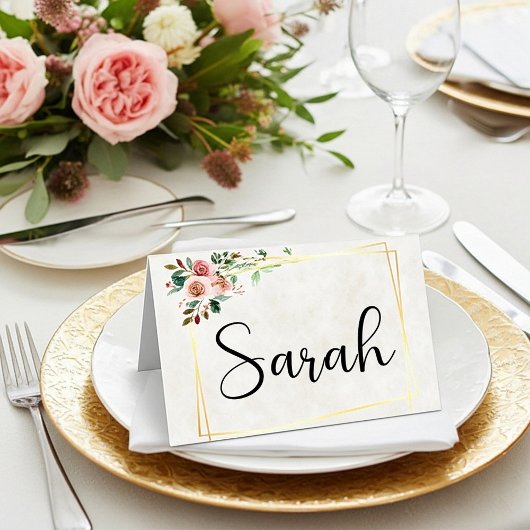 Carte De Placement Budget vierge Joli rose et mariage or