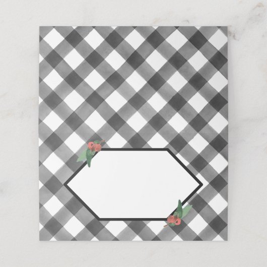 Carte De Placement Buffalo Check Plaid Black & White Fold Mariage (Extérieur déplié)