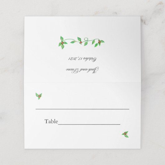 Carte De Placement Bufs roses sur Mariage Ivy vert (Extérieur déplié)