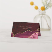 Carte De Placement Burgundy Agate Gold Agate Mariage Table Place Card (Dos)