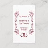 Carte De Placement Burgundy Bells Scrollwork Design Mariage (Dos)
