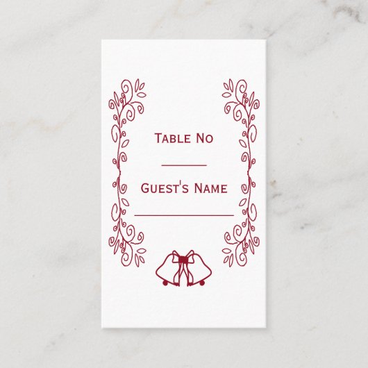 Carte De Placement Burgundy Bells Scrollwork Design Mariage (Devant)