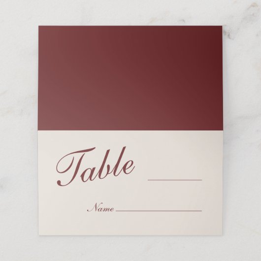 Carte De Placement Burgundy Blank Wedding Place Cards (Extérieur déplié)