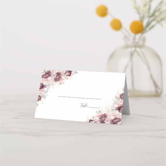 Carte De Placement Burgundy Blush Peony et Mariage Rose (Dos)