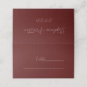 Carte De Placement Burgundy Elegant Simple Minimalist Wedding (Extérieur déplié)