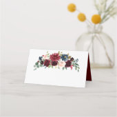 Carte De Placement Burgundy et marine Aquarelle Florale (Dos)
