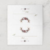 Carte De Placement Burgundy Floral Pine Antlers Mariage Numéro de tab (Extérieur déplié)