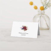Carte De Placement Burgundy Marine Floral Numéro de tableau Mariage (Dos)