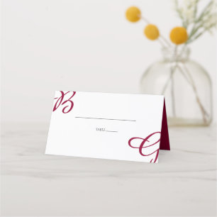 Carte De Placement Burgundy Maroon Initiales Mariage de automne d'aut