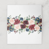 Carte De Placement Burgundy Navy Blue Blush Floral Mariage (Extérieur déplié)
