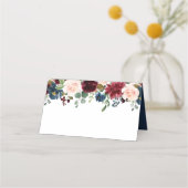 Carte De Placement Burgundy Navy Blue Blush Floral Mariage (Dos)