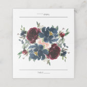 Carte De Placement Burgundy Navy Blush Floral Mariage Nom de l'invité (Extérieur déplié)
