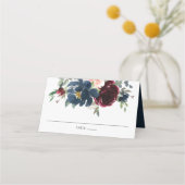 Carte De Placement Burgundy Navy Blush Floral Mariage Nom de l'invité (Dos)