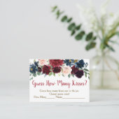Carte De Placement Burgundy & Navy Floral Devinez Combien De Baisers (Debout devant)