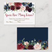 Carte De Placement Burgundy & Navy Floral Devinez Combien De Baisers (Devant / Derrière)