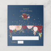Carte De Placement Burgundy Navy Gold Floral Numéro de tableau Mariag (Extérieur déplié)