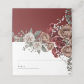 Carte De Placement Burgundy Red Roses Floral Wedding (Extérieur déplié)