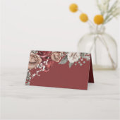 Carte De Placement Burgundy Red Roses Floral Wedding (Dos)