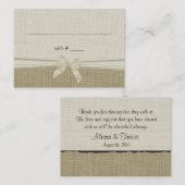 Carte De Placement Burlap et Bow Rustic Country Seating Card (Devant / Derrière)