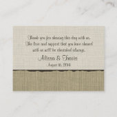 Carte De Placement Burlap et Bow Rustic Country Seating Card (Dos)