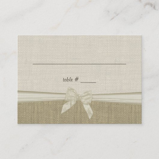Carte De Placement Burlap et Bow Rustic Country Seating Card (Devant)