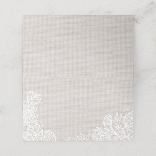 Carte De Placement Burlap et dentelle (Extérieur déplié)