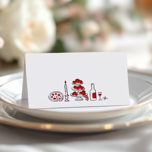 Carte De Placement C’est Amore Whimsical Italian Red Fête des mariées