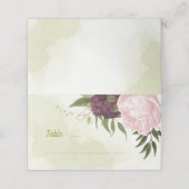 Carte De Placement cabernet rose fleurs vert feuilles (Extérieur déplié)