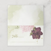 Carte De Placement cabernet rose fleurs vert feuilles (Extérieur déplié)