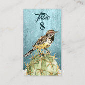 Carte De Placement Cactus aquarelle avec Mariage d'oiseaux Wren (Devant)