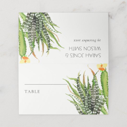 CARTE DE PLACEMENT CACTUS MODERNE JARDIN FLEURI MARIAGE D'EAU COULEUR (Extérieur déplié)
