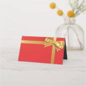 Carte De Placement Cadeau rouge moderne avec Golden Bow | Fêtes (Dos)