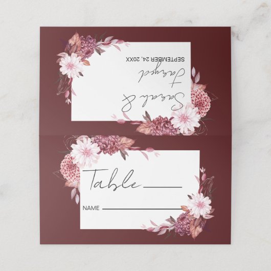 Carte De Placement Cadre de fleurs d'automne (Extérieur déplié)