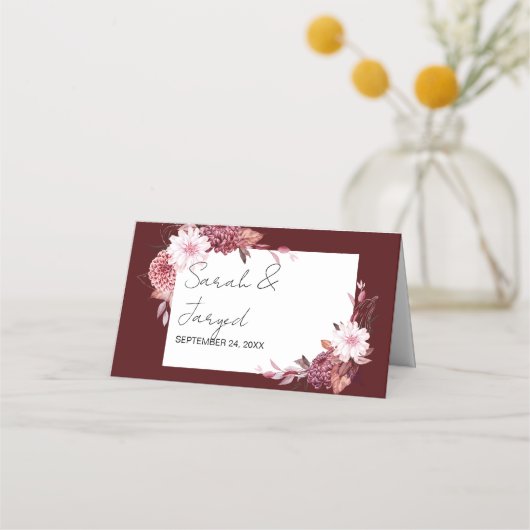 Carte De Placement Cadre de fleurs d'automne (Dos)