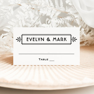 Carte De Placement Cadre de mariage monogramme noir art déco vintage