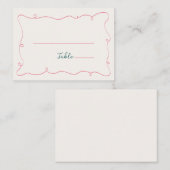 Carte De Placement Cadre Gribouillé Vert Rose Dessiné à la Main (Devant / Derrière)