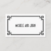 Carte De Placement Cadre Noir Art Déco Mariage Blanc Noms des lieux (Dos)