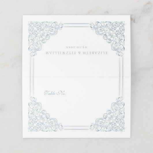 Carte De Placement Cadre orange bleu vintage (Extérieur déplié)