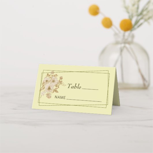 Carte De Placement Cadre rose - Mariage jaune céleste (Devant)