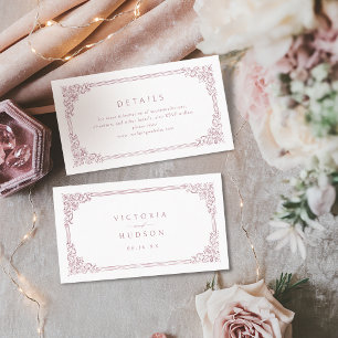 Carte De Placement Cadre Vintage Rose Dusty Détails de mariage élégan